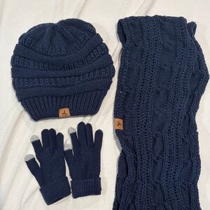Cozy Navy Knit Women's Accessories Set